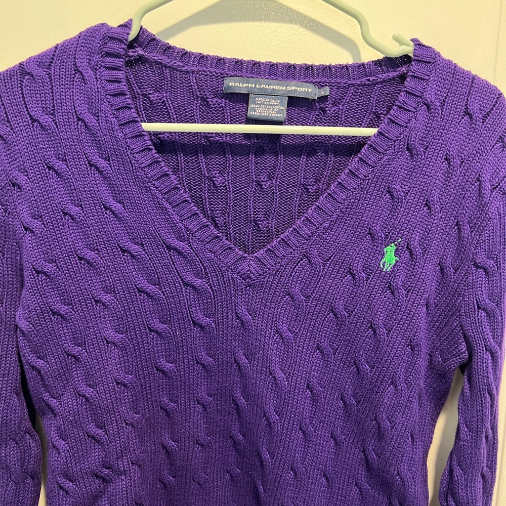 Ralph Lauren sport purple V neck sweater